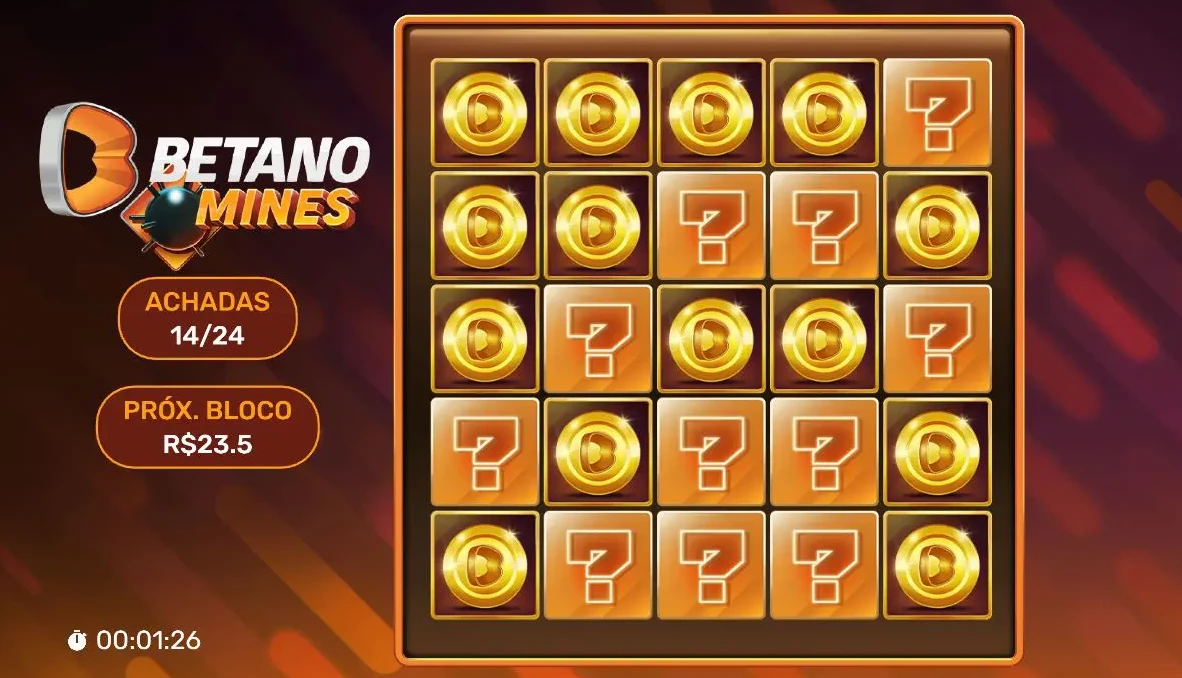 Betano Mines गेम इंटरफ़ेस
