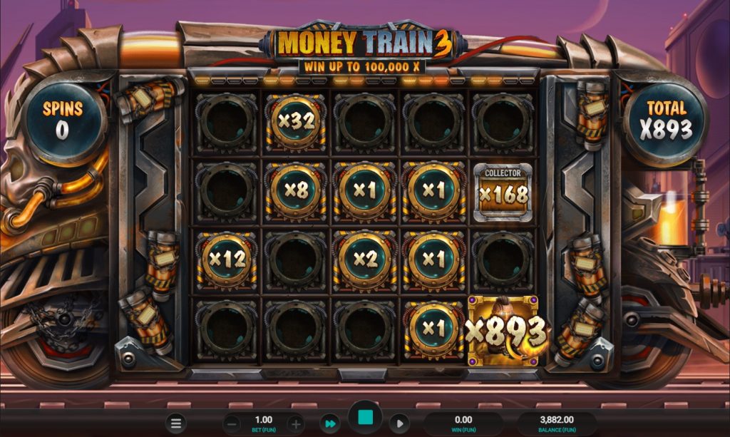 Money Train 3 თამაშის ინტერფეისი