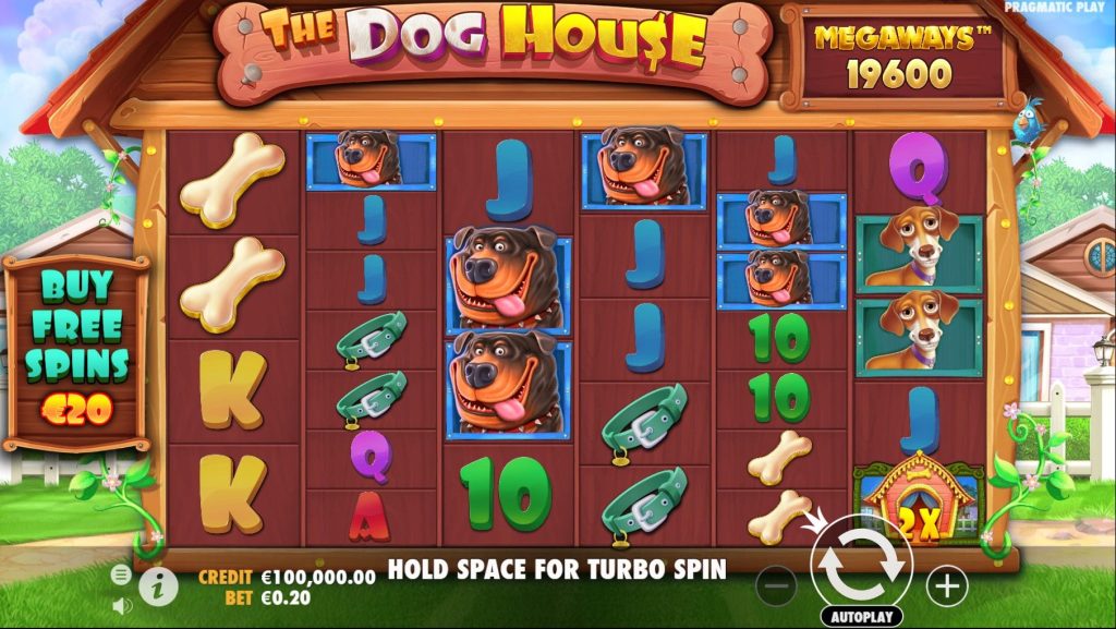 A Dog House Megaways játék interfész