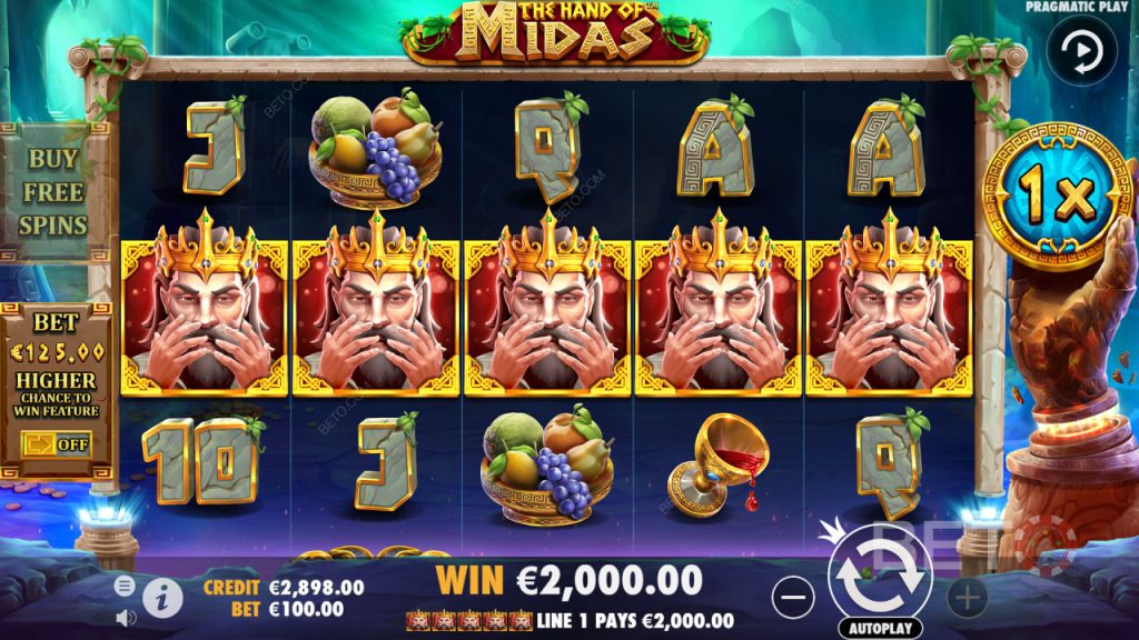 The Hand of Midas Slot Interface